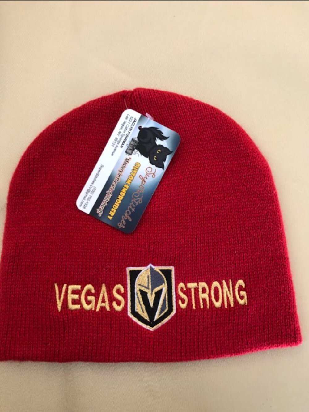 Las Vegas Golden Knights Vegas Strong Red Cuffless Beanies!